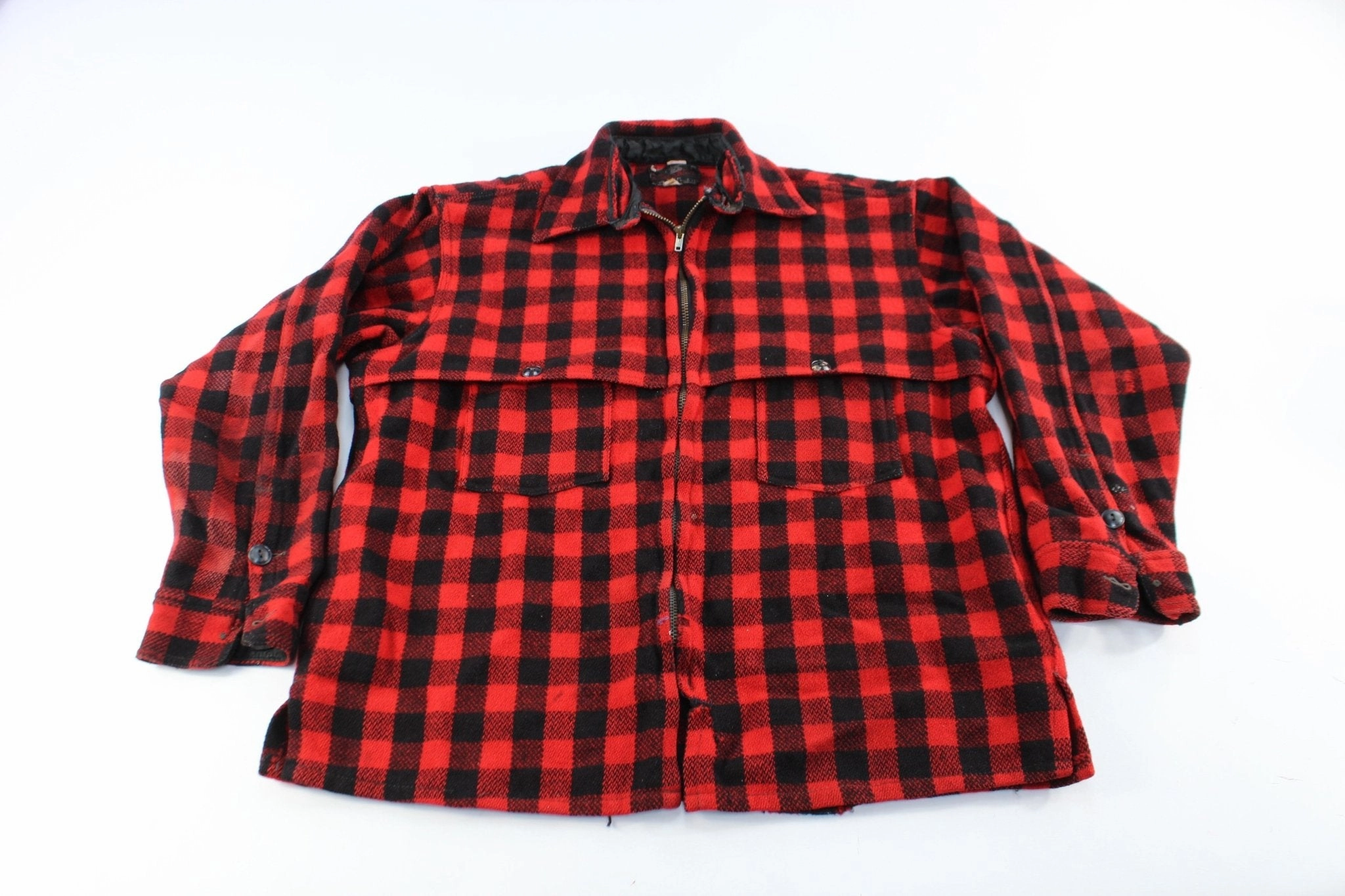 60's Johnson Plaid Hunting Zip Up Jacket Simple Look