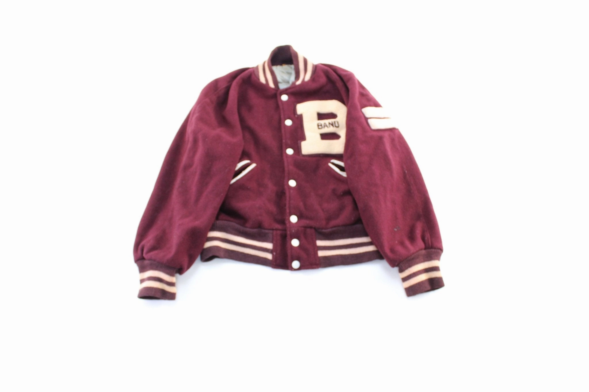 60's Maroon & White Varsity Letterman Jacket Ideal