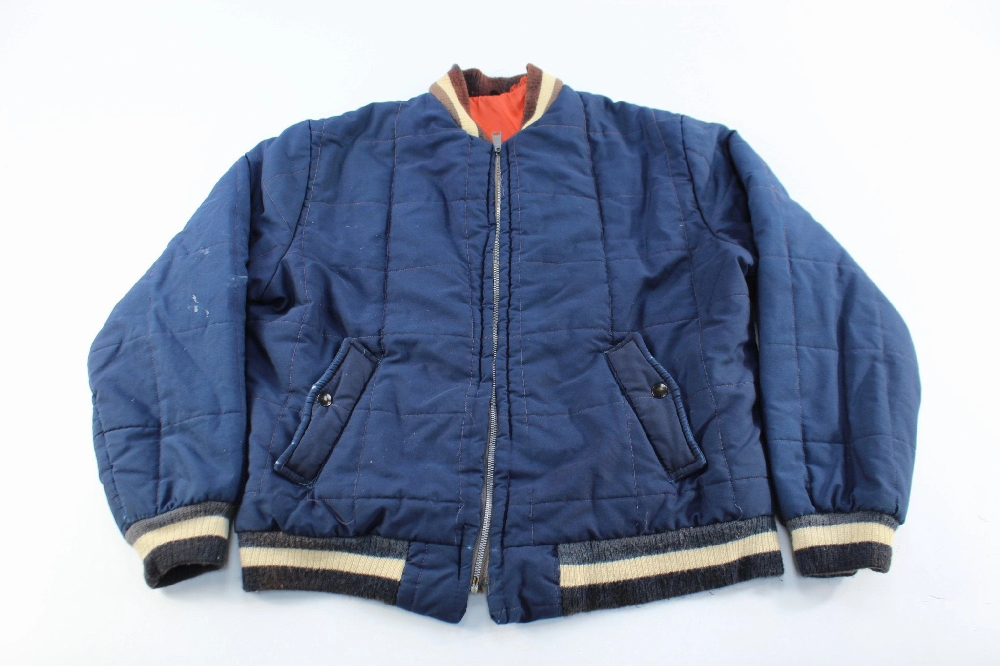 60's Navy Blue Zip Up Jacket second - hand Template