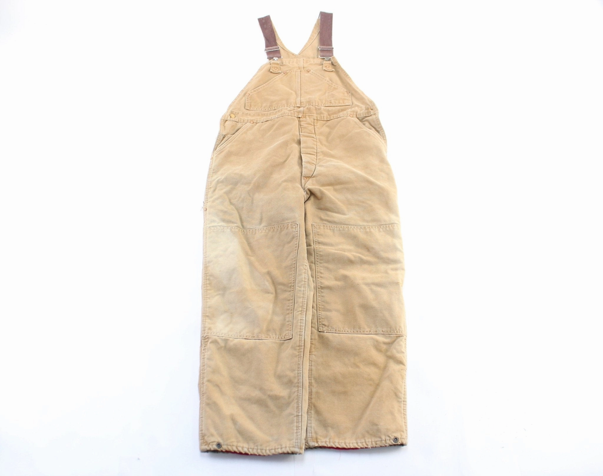 Four Way Stretch Material 70's Carhartt Logo Patch Tan Overalls