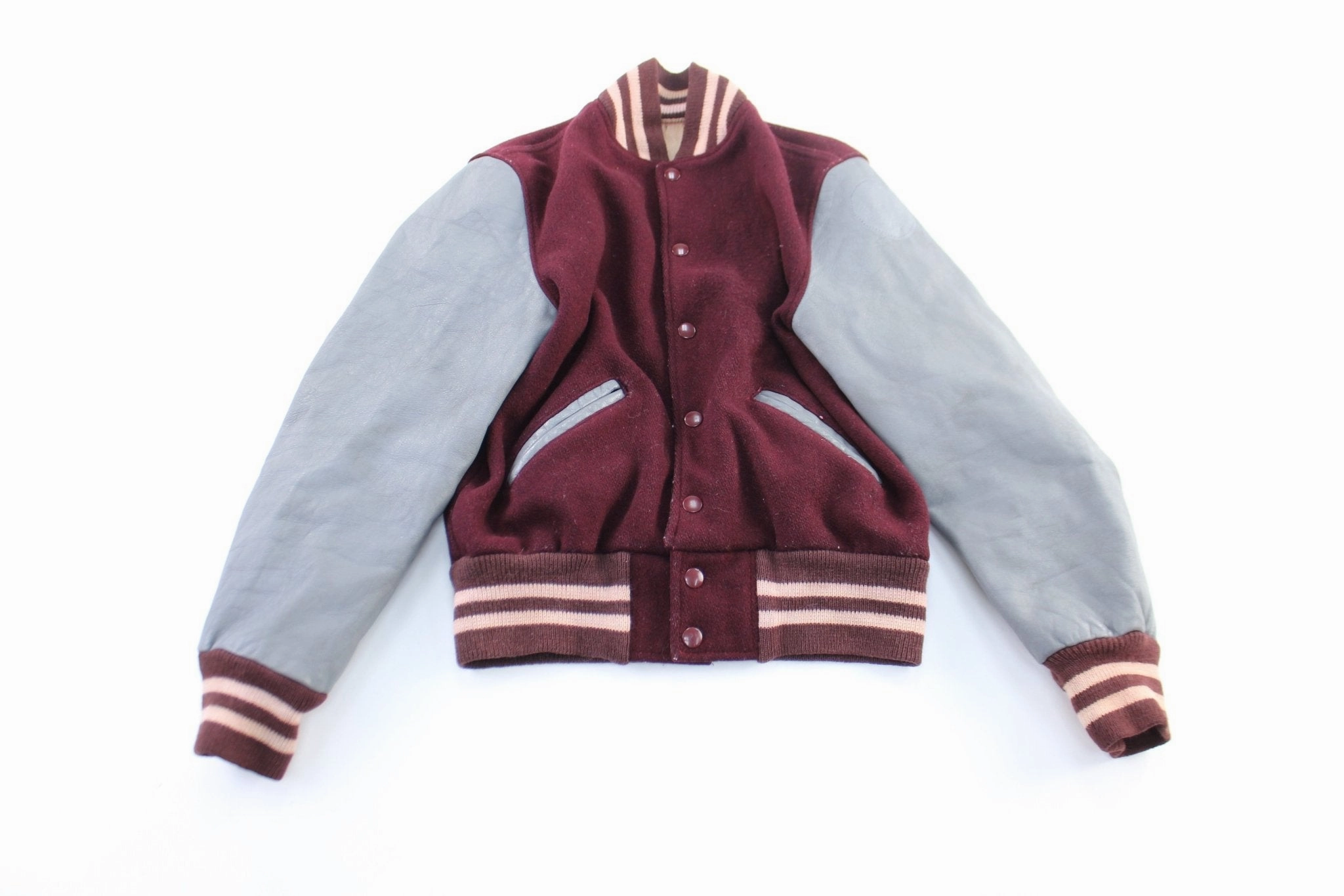 70's Howe's Burgundy & Grey Varsity Jacket Hiking Jacket suitable for stage shows