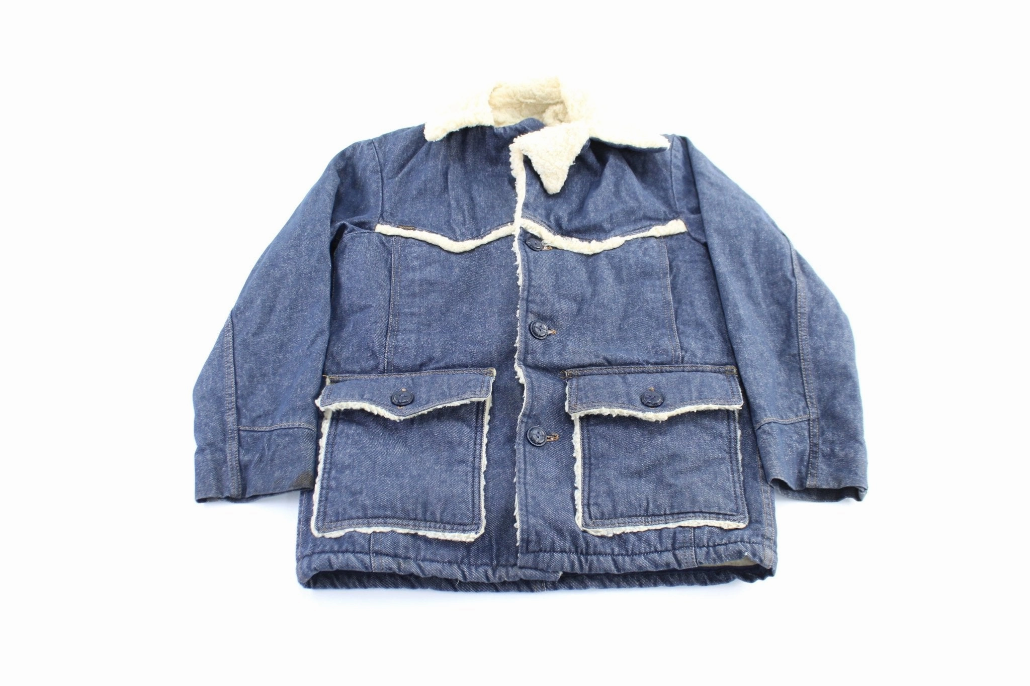 work - from - home 70's Roebucks Sherpa Lined Denim Trucker Jacket