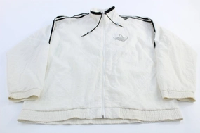 80's Adidas Logo Black & White Striped Zip Up Jacket Functional Fit