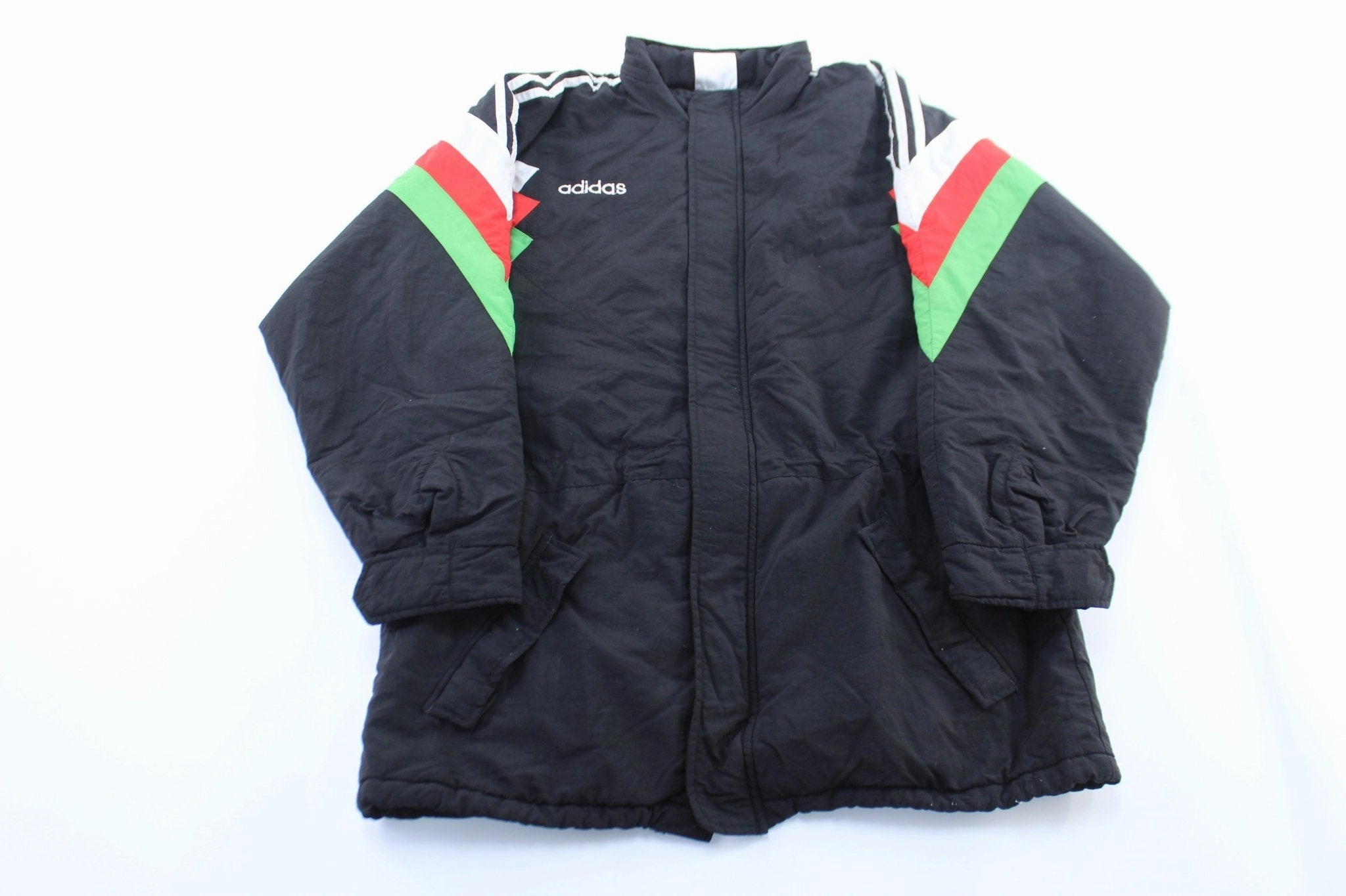 Snow Friendly 80's Adidas Red, Black & Green Striped Parka Jacket
