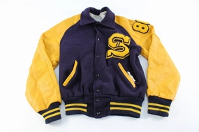 80's Blue & Yellow Varsity Jacket Urban Lifestyle