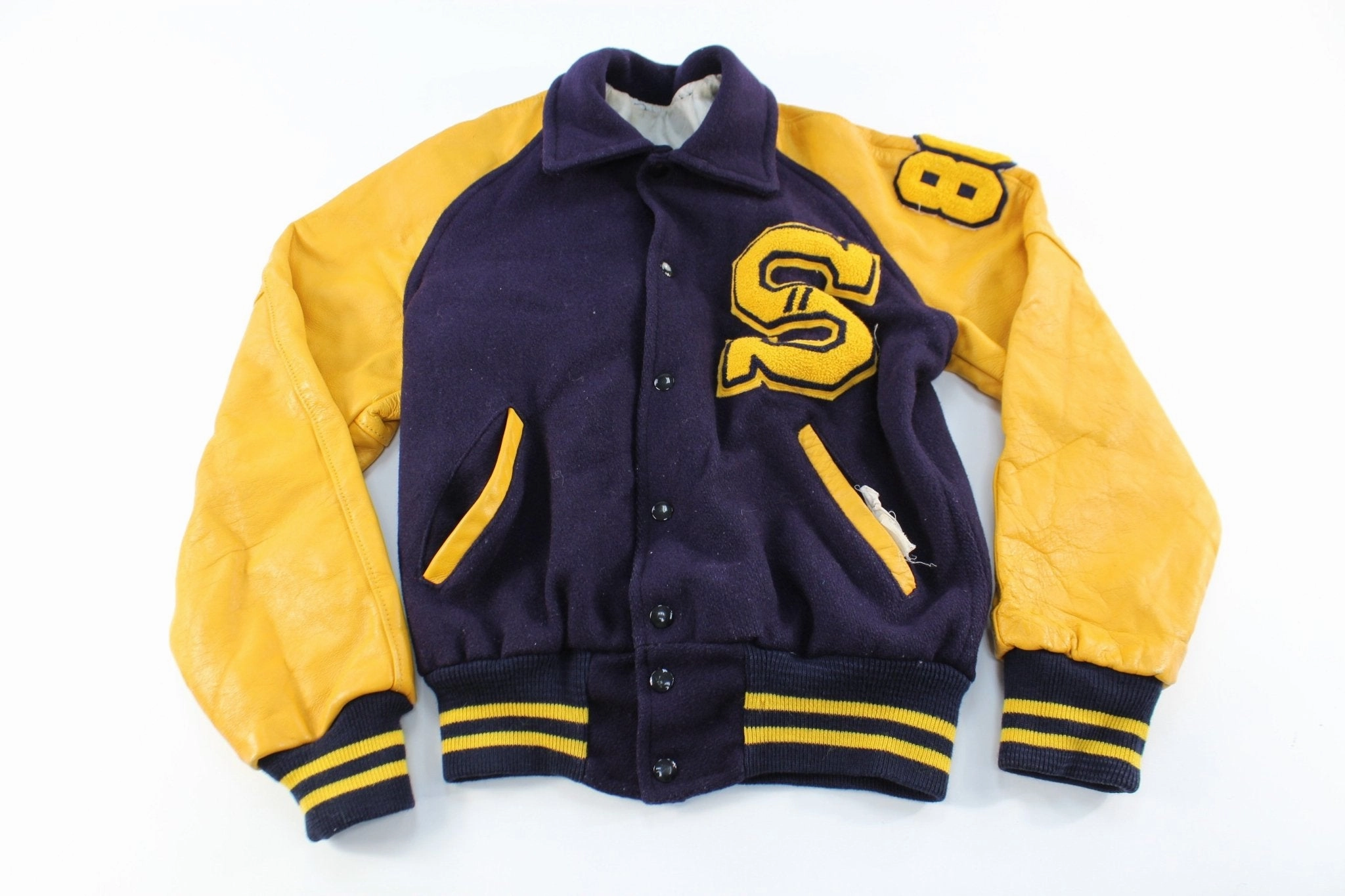 80's Blue & Yellow Varsity Jacket Urban Lifestyle