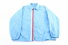 Patience 80's Blue, Red, & White Striped Racing Zip Up Jacket