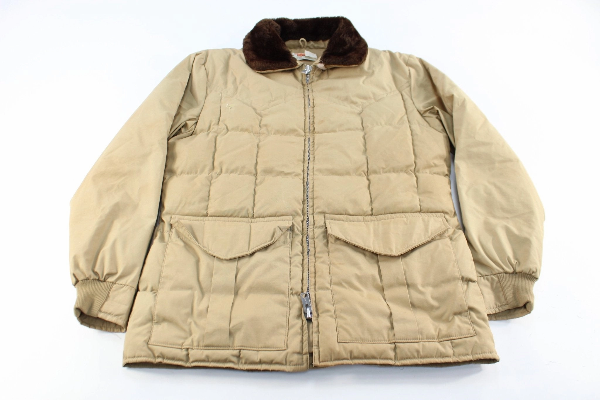 Padded collar Outdoor Core 80's Comfy Goose Down Puffer Zip Up Jacket