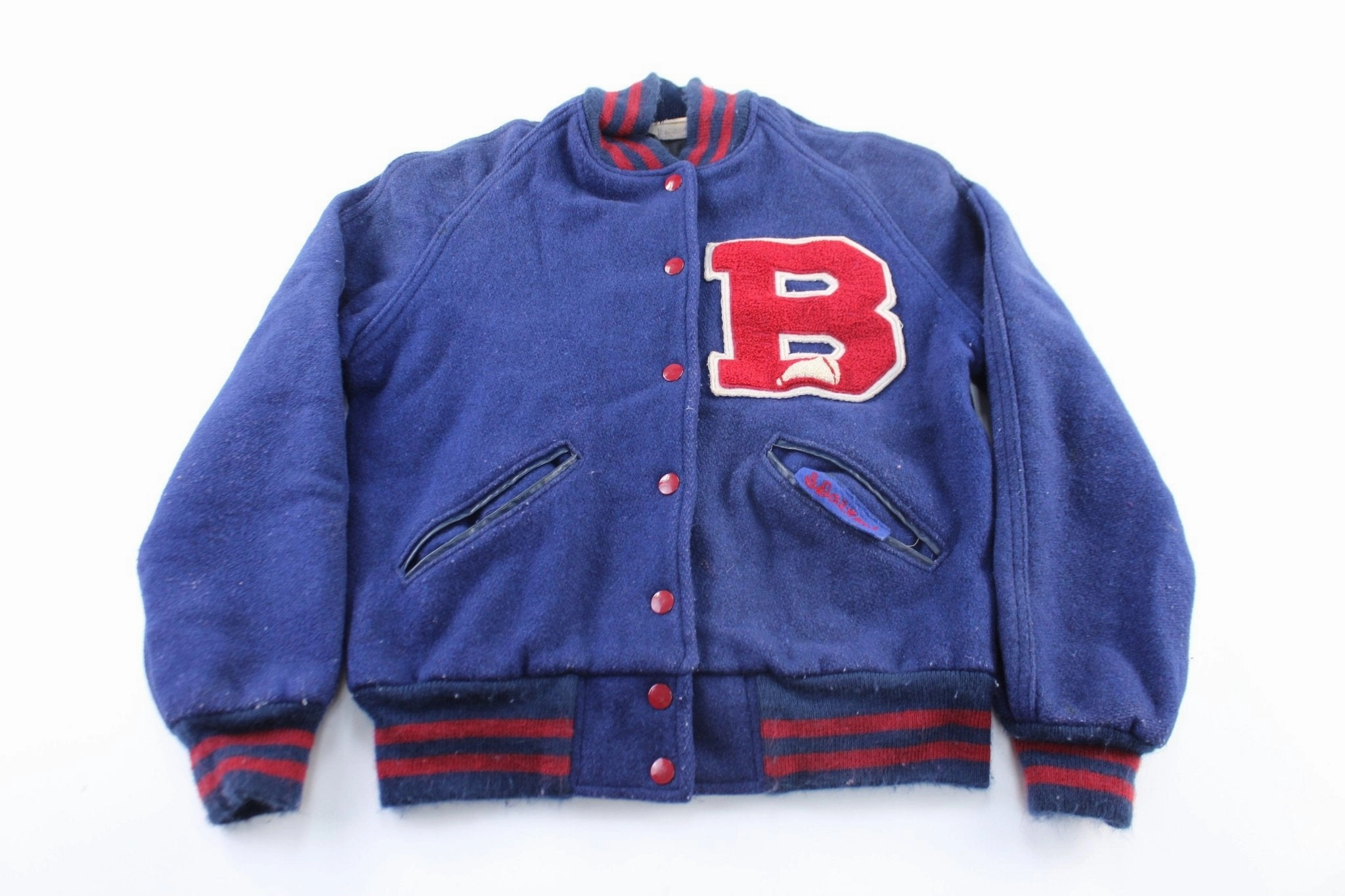 Weather Fit Magnetic Closures 80's Howe's Athletic Red & Blue Cheerleader Varsity Jacket