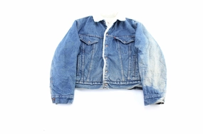 80's Levi's Sherpa Lined Denim Trucker Jacket Compact Packable Design Protective Layering