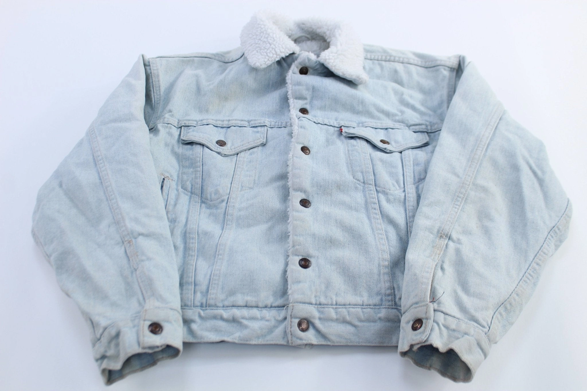 80's Levi's Sherpa Lined Light Wash Denim Jacket Flexible Fit models