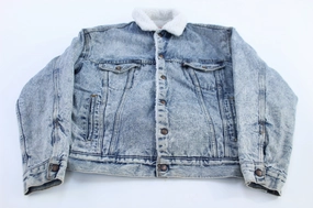 80's Levi's Sherpa Lined Light Wash Denim Trucker Jacket Light Layer