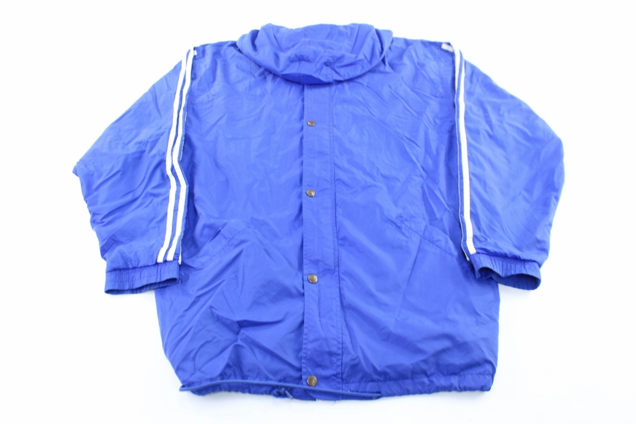 90's Adidas Embroidered Logo Blue & White Striped Jacket Raglan sleeves