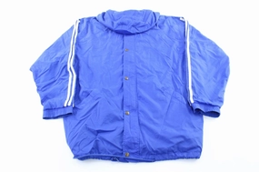 90's Adidas Embroidered Logo Blue & White Striped Jacket Raglan sleeves