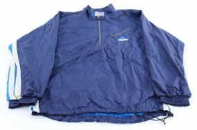 90's Adidas Embroidered Logo Blue & White Striped Pullover Jacket Persist Slimming