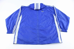 90's Adidas Embroidered Logo Blue & White Striped Zip Up Jacket Windproof Layer