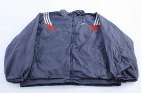 Light Layer 90's Adidas Embroidered Logo Grey & White Striped Zip Up Jacket