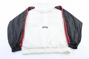 90's Adidas Embroidered Logo White, Black, & Red Striped Zip Up Jacket Equity