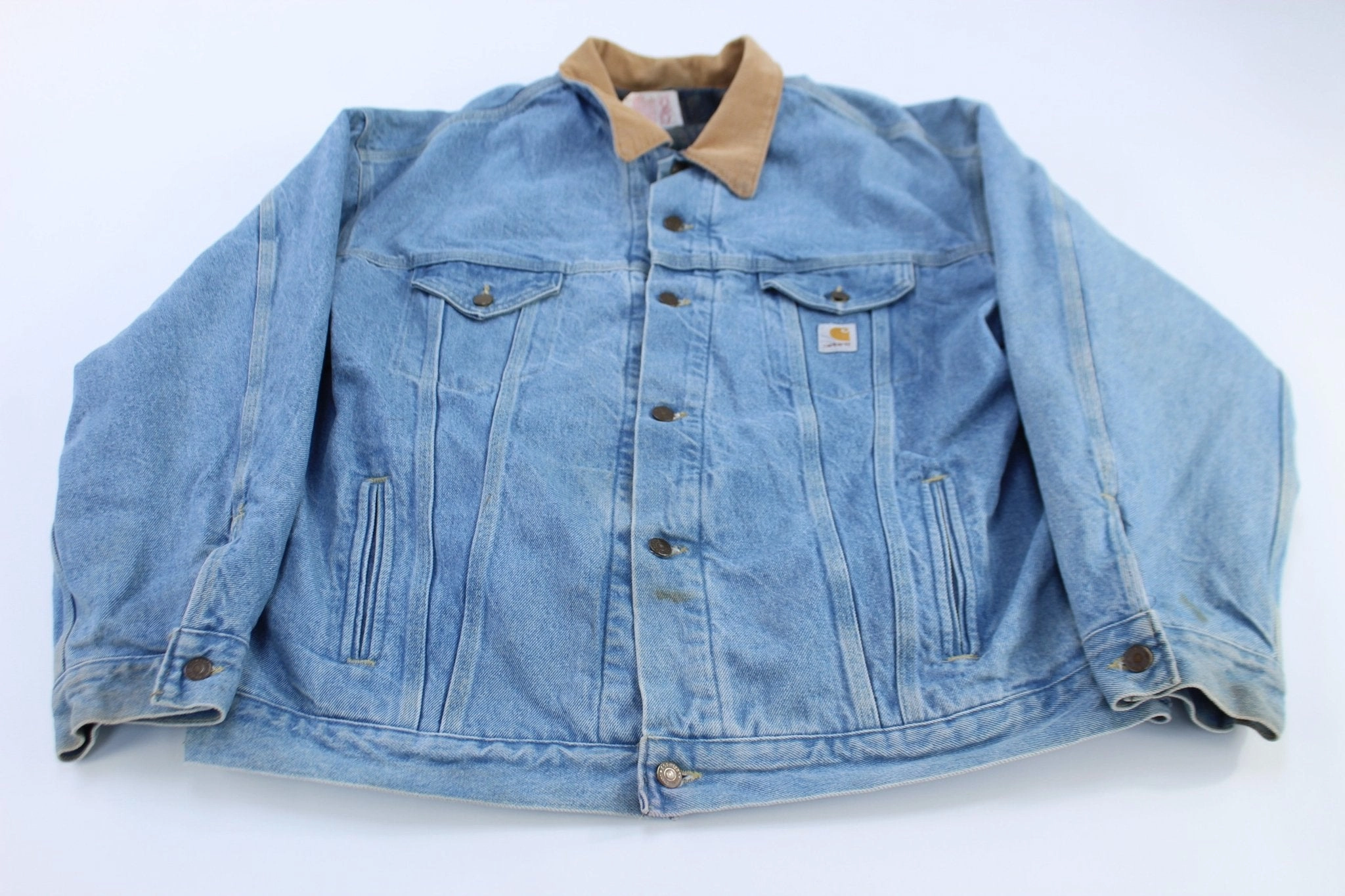 90's Carhartt Logo Patch Blanket Lined Denim Jacket UV-protection firefighters