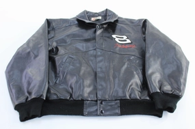 90's Dale Earnhardt Jr Bud Racing Black Leather Jacket Windproof Closure Patch