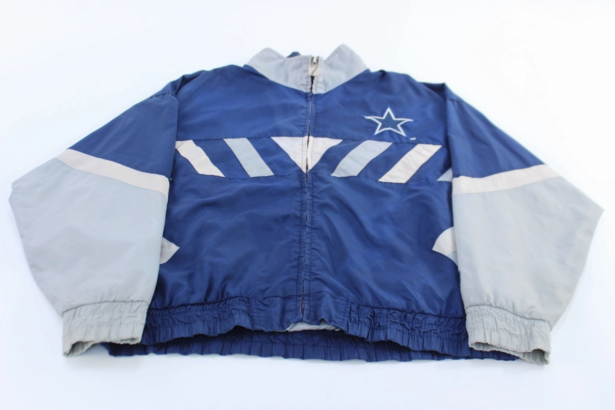 90's Dallas Cowboys Football Embroidered Logo 7 Zip Up Jacket Alpine Style Relaxed Motion