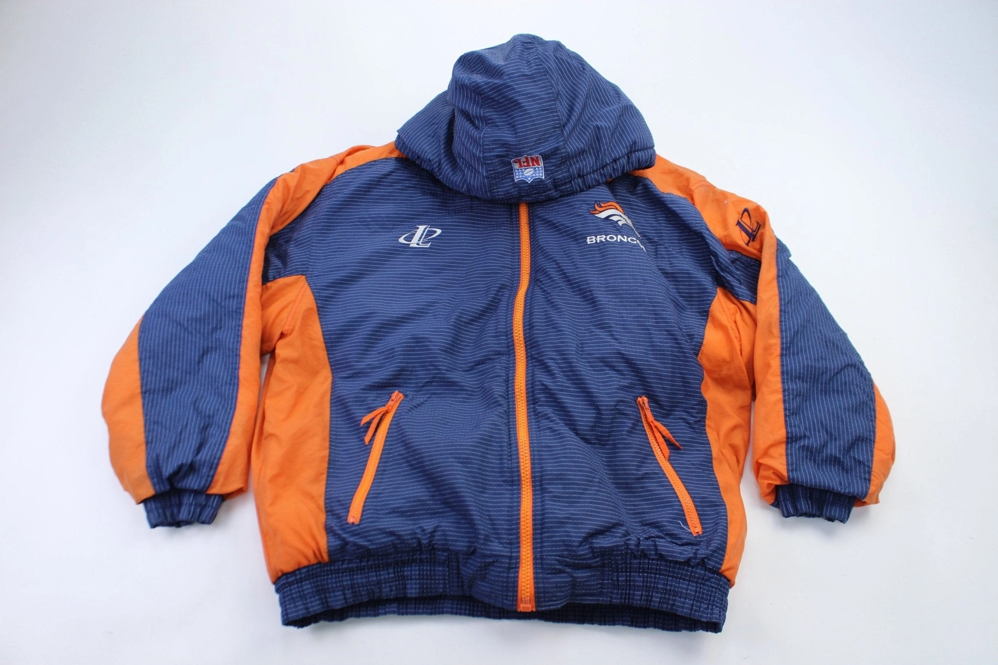 Exhibit 90's Denver Broncos Embroidered Logo Athletic Zip Up Jacket
