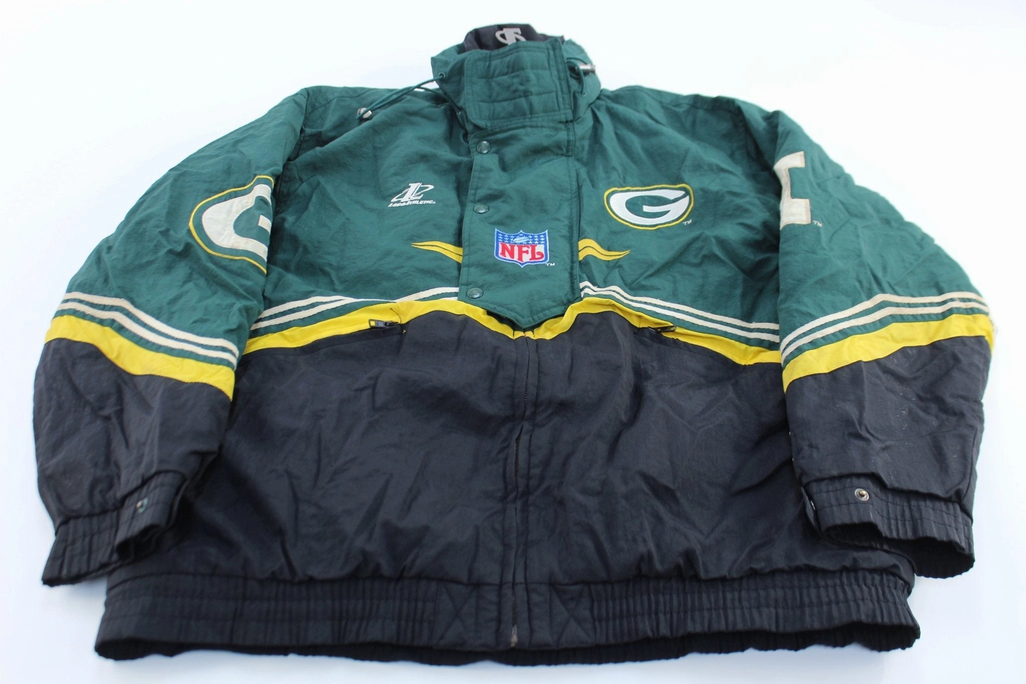 90's Green Bay Packers Embroidered Logo Athletic Jacket Functional Layering Sporty