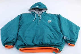 Water Repellent Coating 90's Miami Dolphins Football Embroidered Starter Hooded Jacket