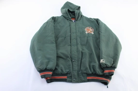 Commute 90's Miami Hurricanes Embroidered Starter Hooded Jacket