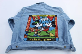 90's Mickey & Co. It's Party Time Denim Jacket Sleek Design