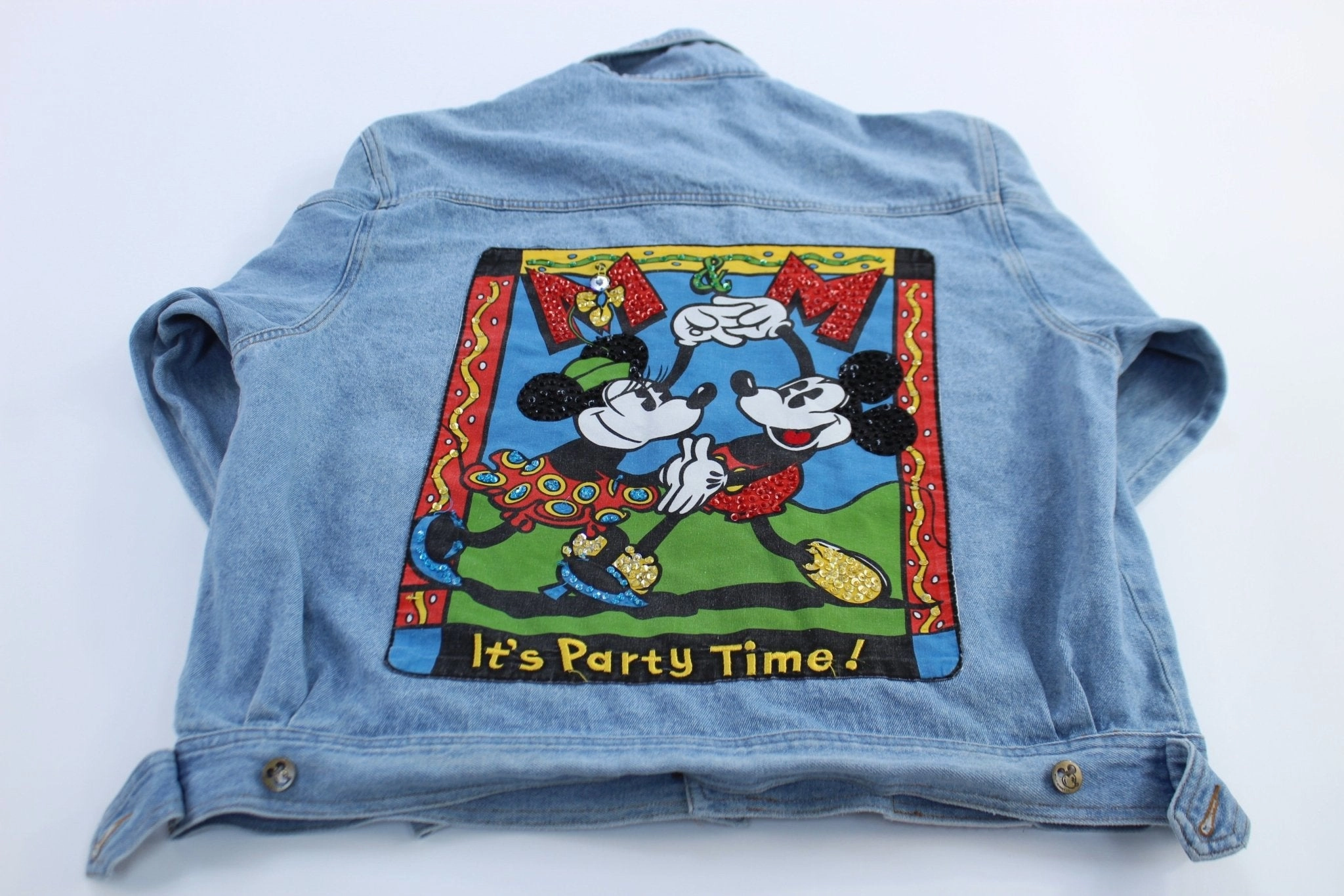 90's Mickey & Co. It's Party Time Denim Jacket Sleek Design