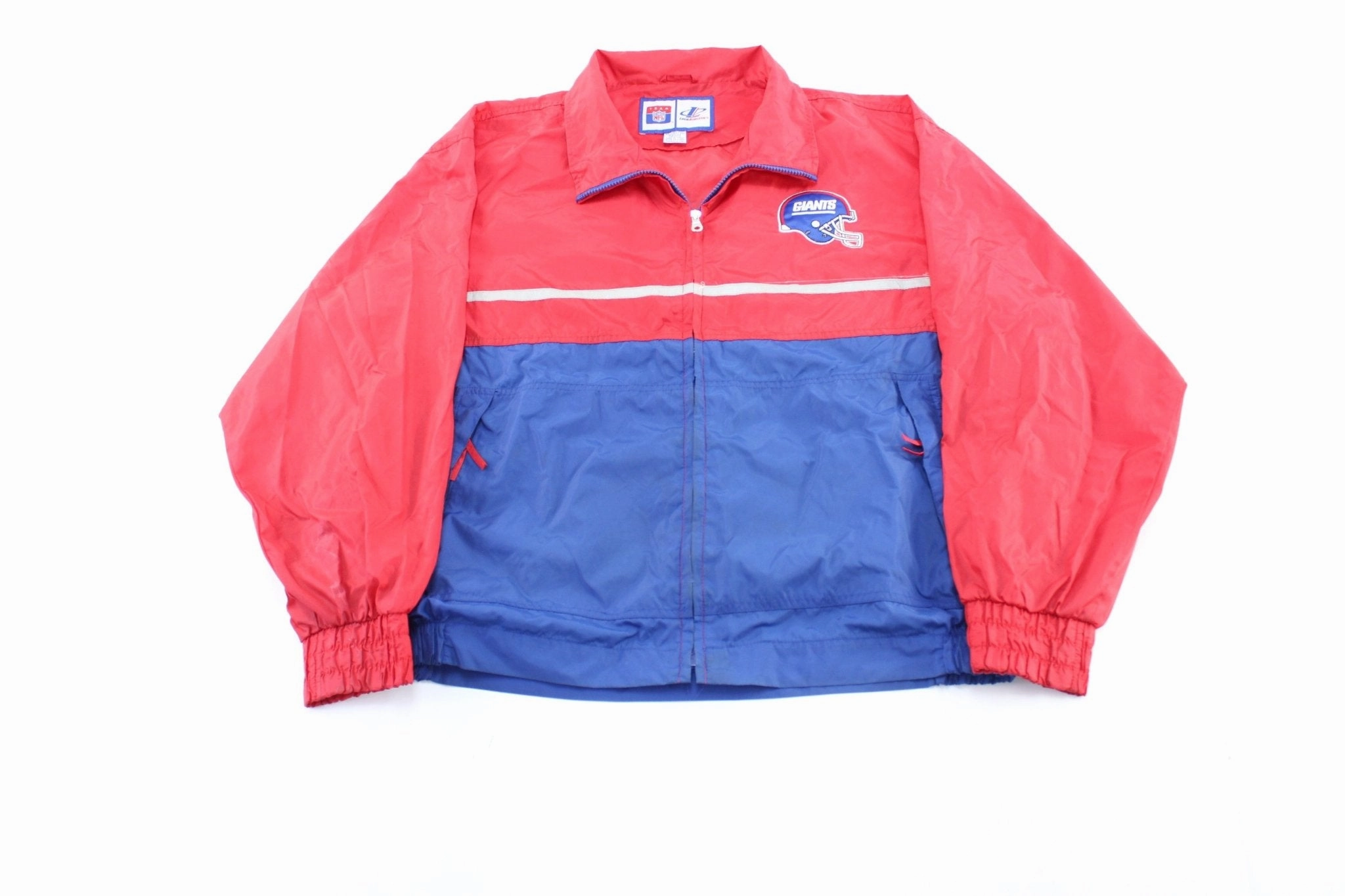 90's New York Giants Embroidered LogoAthletic Zip Up Jacket Trail Fit Convertible Sleeve Options