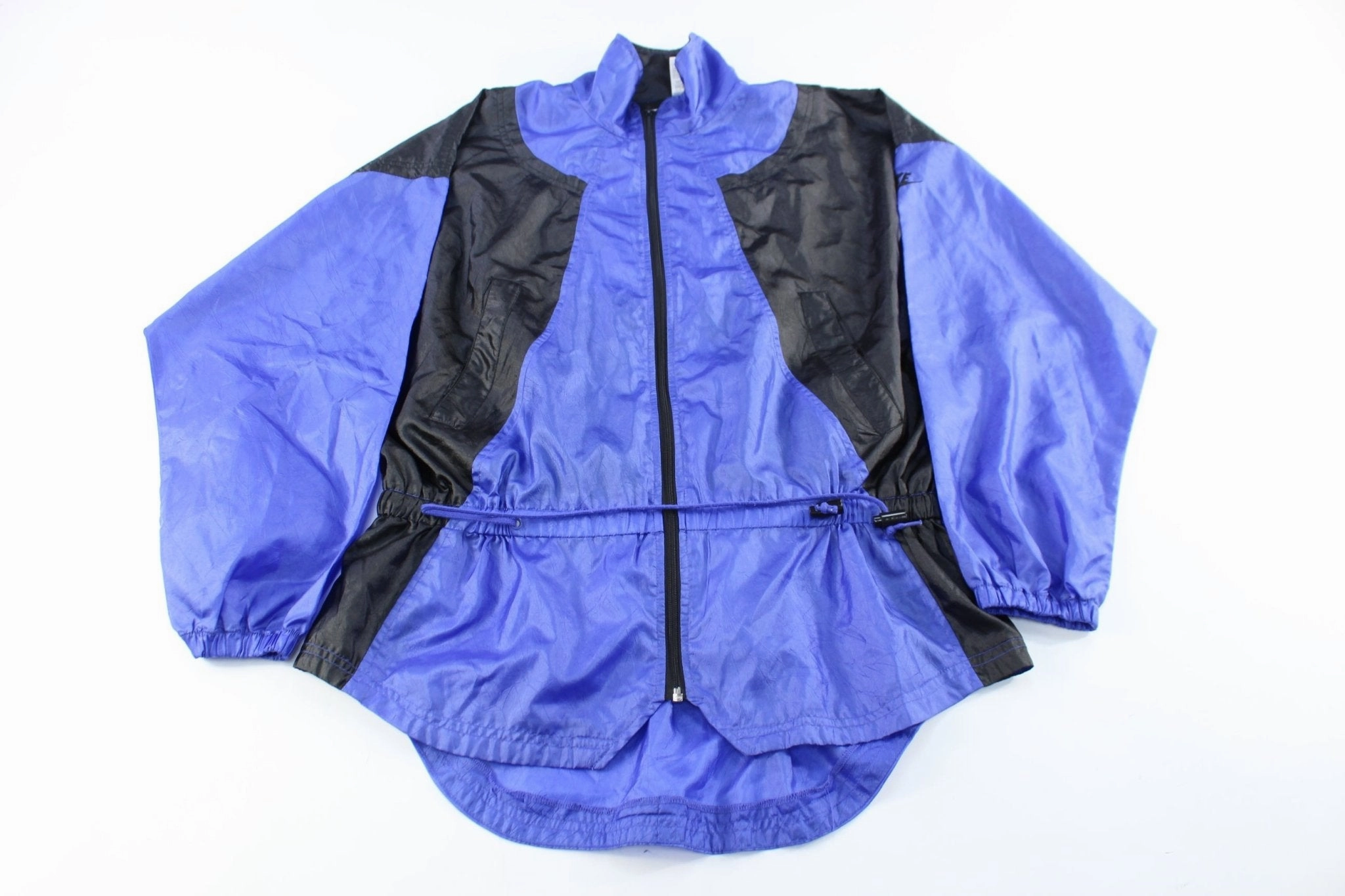 Wind Proof Hiking Style 90's Nike Embroidered Logo Black & Blue Zip Up Jacket