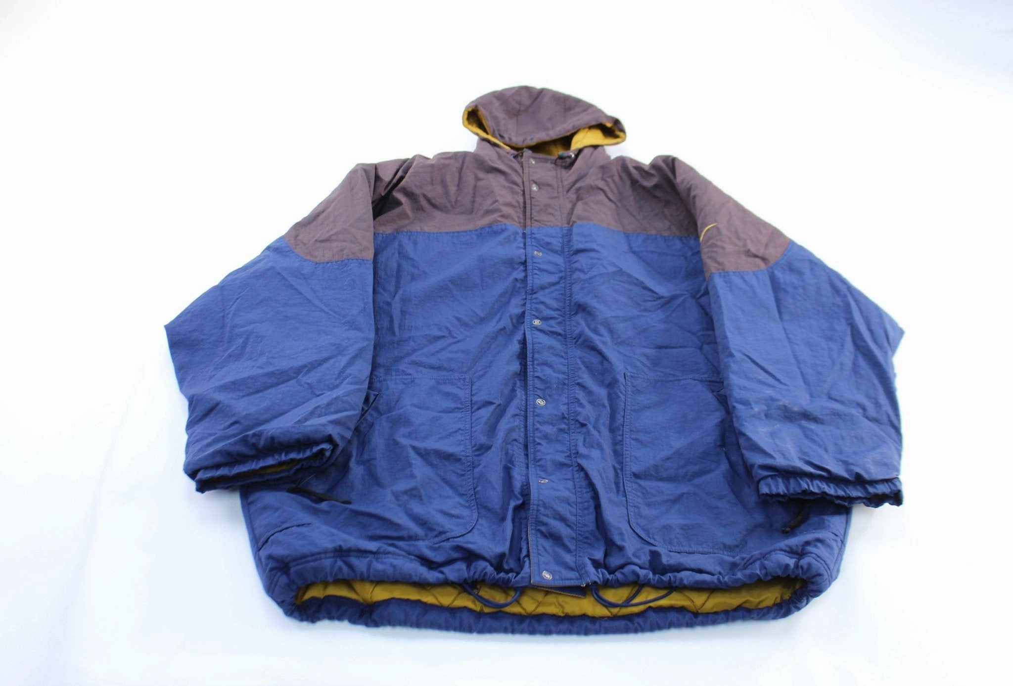 90's Nike Embroidered Logo Blue & Brown Hooded Zip Up Jacket Consciousness