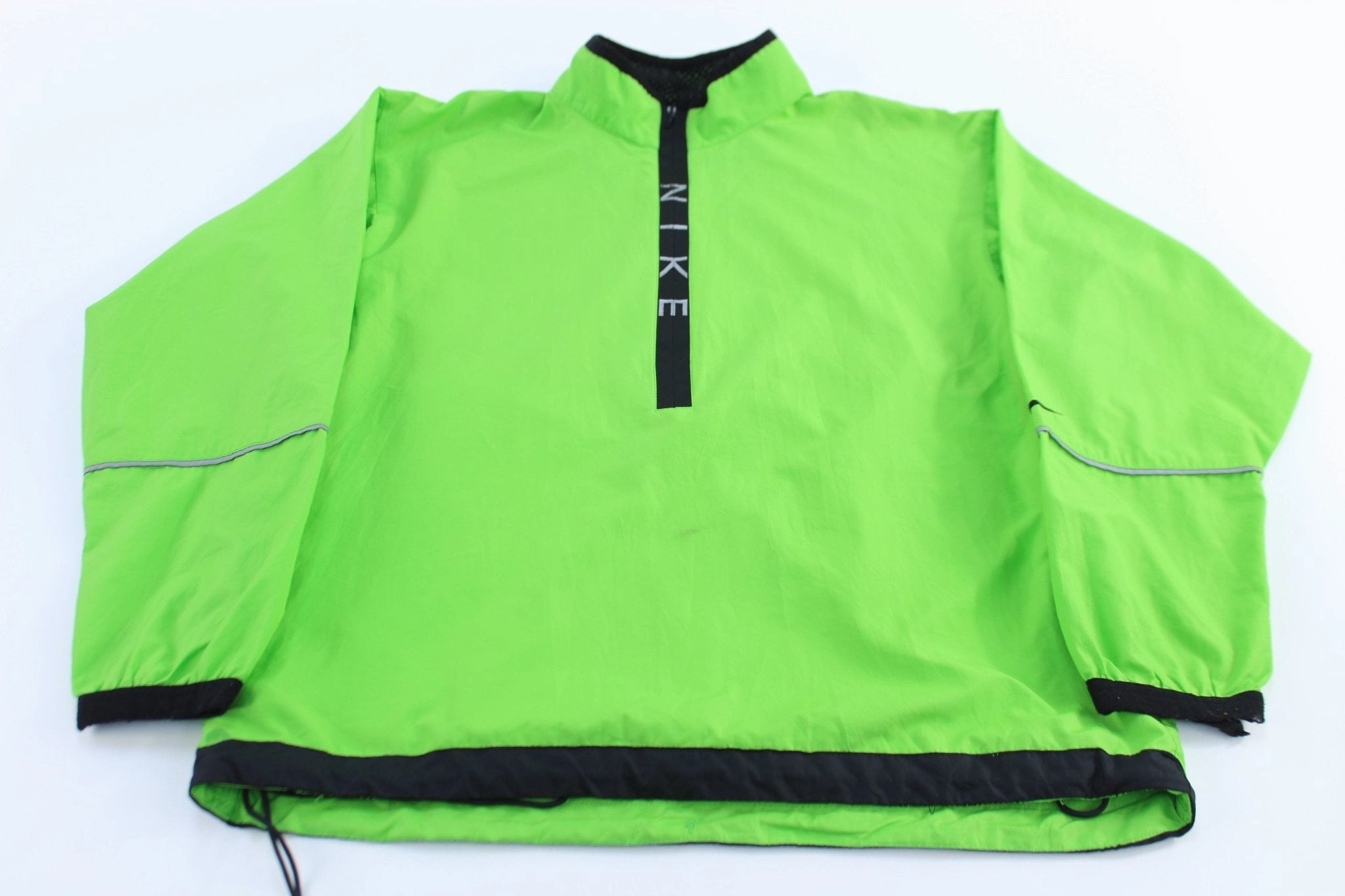90's Nike Spellout Neon Green Quarter Zip Windbreaker Performance Fashion