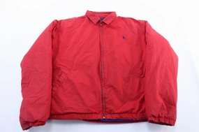 Lightweight Fabric Flexible Fit 90's Polo by Ralph Lauren Red Fleece Lined Zip Up Jacket