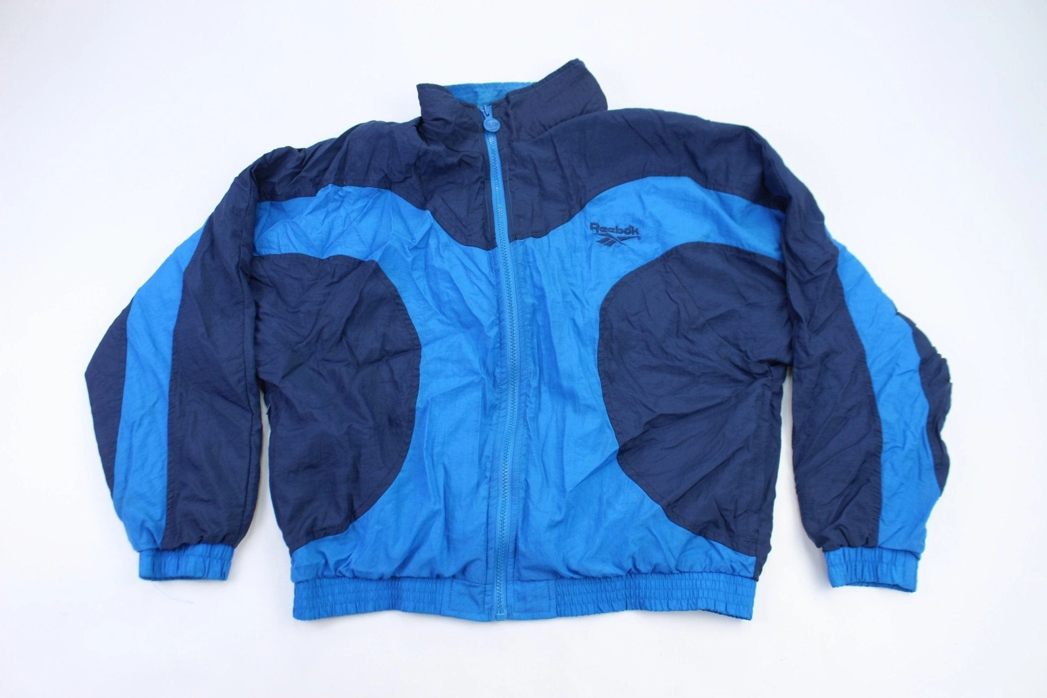 90??s Reebok Embroidered Logo Navy Blue & Blue Jacket Loose