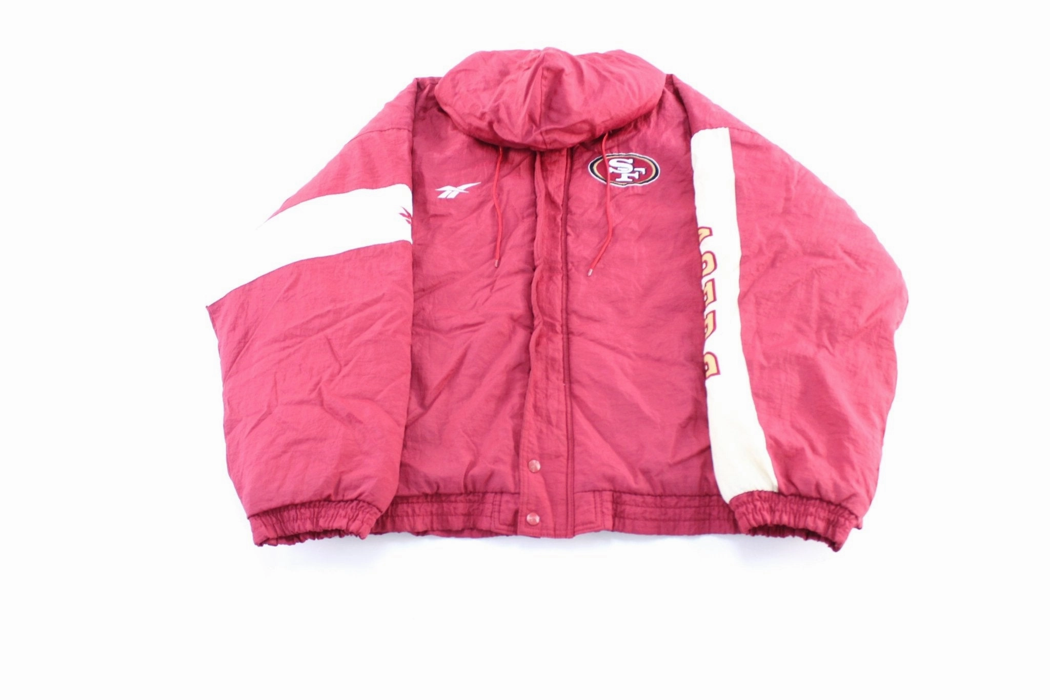 90's Reebok Embroidered Logo San Francisco 49ers Zip Up Jacket High Collar Design