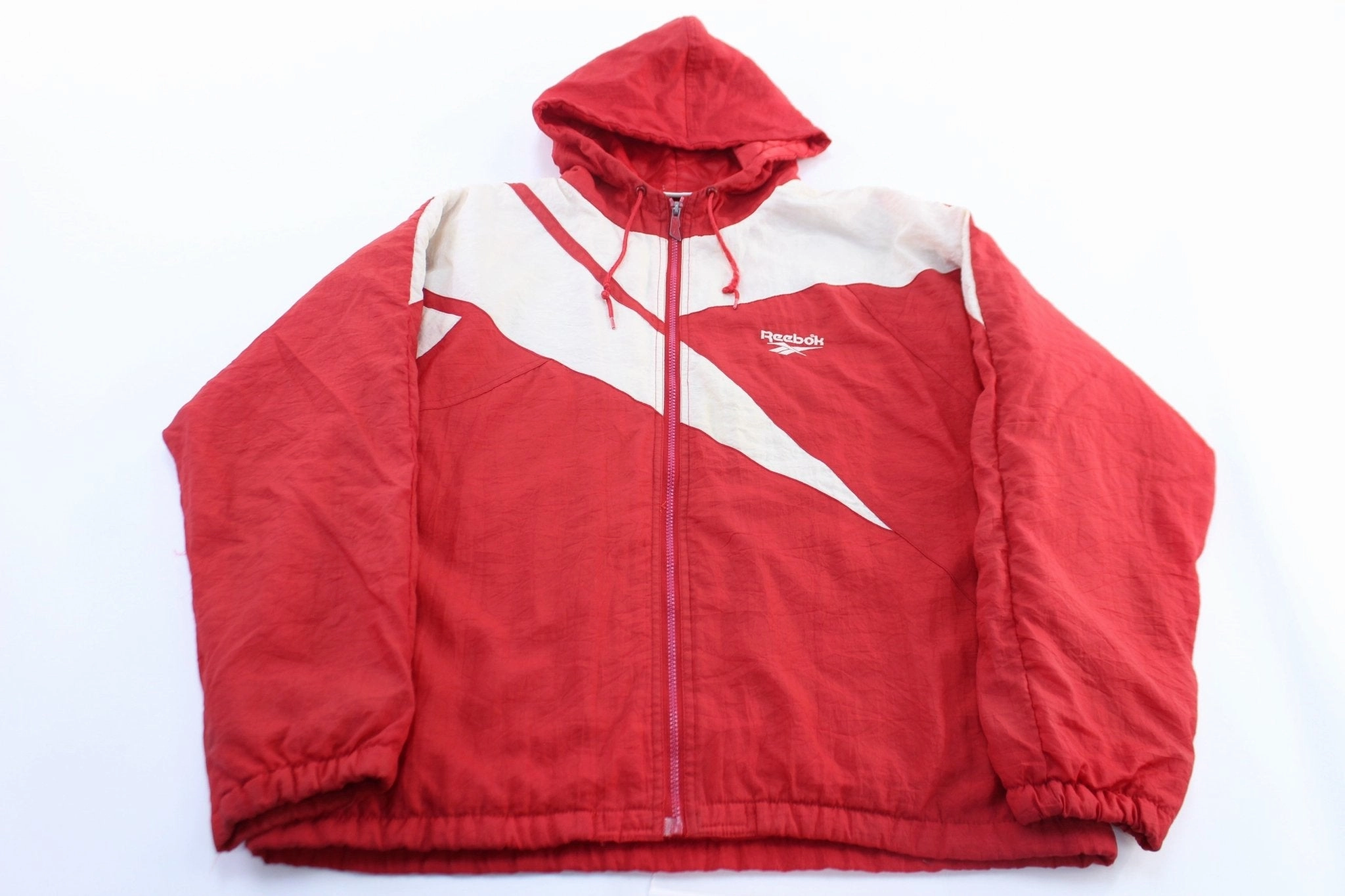 90's Reebok Embroidered USA Red & White Zip Up Jacket Compact Packability