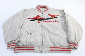 Foldable Collar Fleece Lined Interior 90's St Louis Cardinals 1934 World Series Champions Reversible Jacket