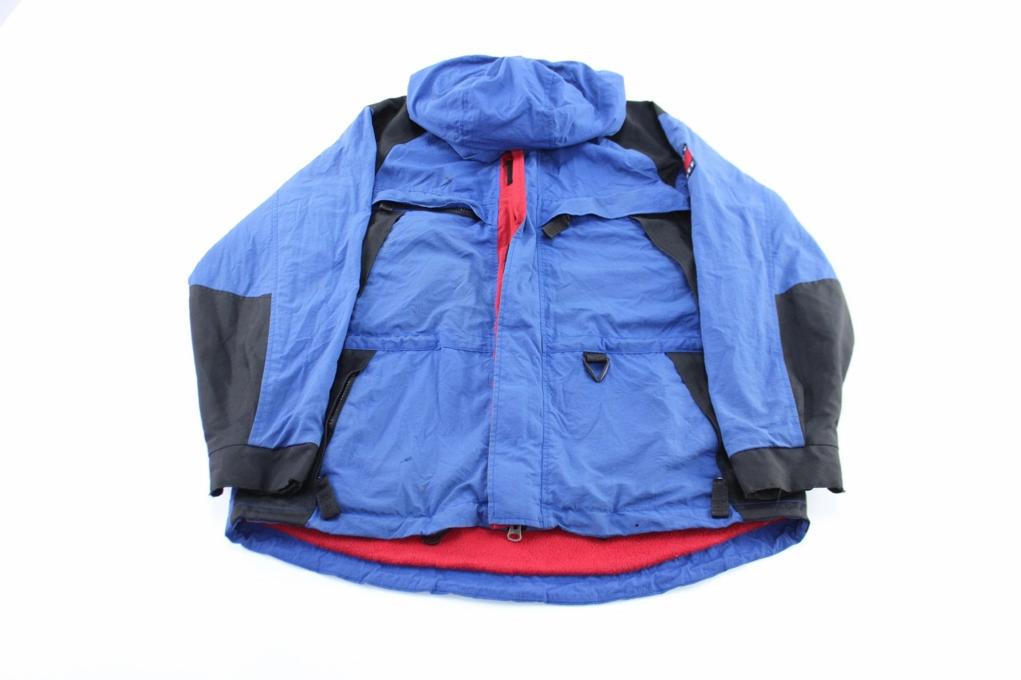 fishermen 90's Tommy Hilfiger Logo Patch Blue & Black Zip Up Jacket