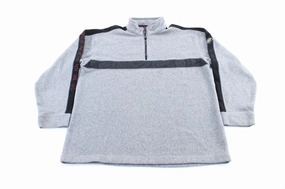 90's Tommy Hilfiger Logo Patch Grey & Black Fleece Pullover Jacket Vanity