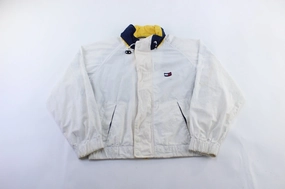 90's Tommy Hilfiger Logo Patch White Zip Up Jacket Durable Material