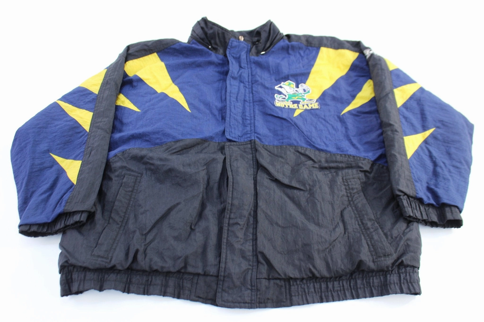 Reinforced Shoulder Panels Mouthwash 90's University of Notre Dame Embroidered Apex One Zip Up Jacket