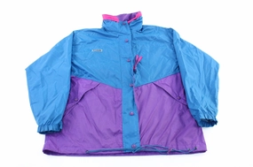 90??s Women's Columbia Sportswear Company Blue & Purple Zip Up Jacket Reinforced Seams Printed