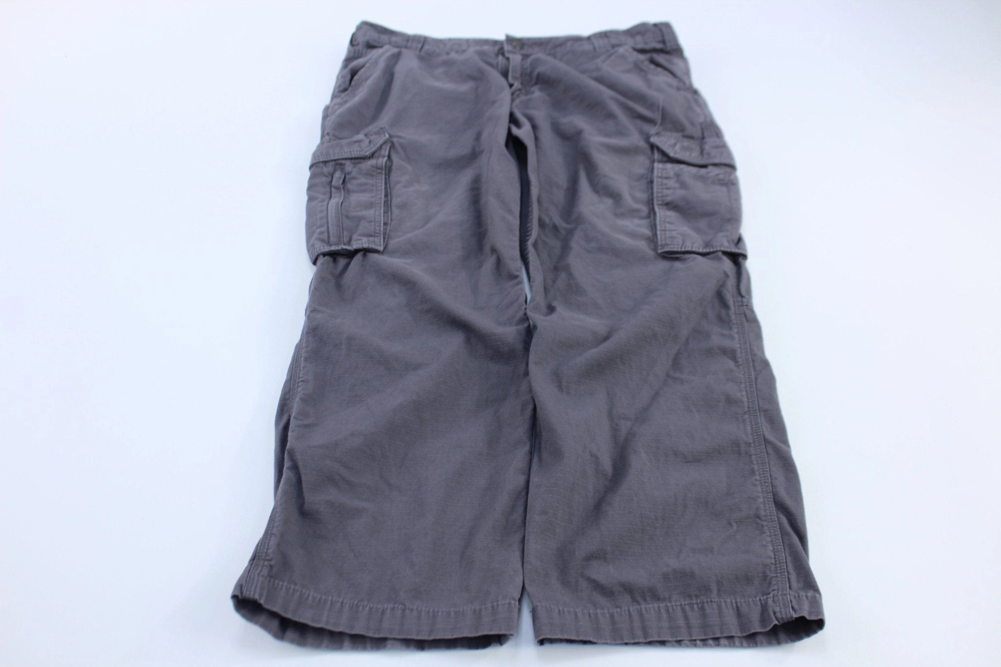 Non Tapered Leg Tear Resistant Fabric Carhartt Logo Patch Grey Relaxed Fit Cargo Pants
