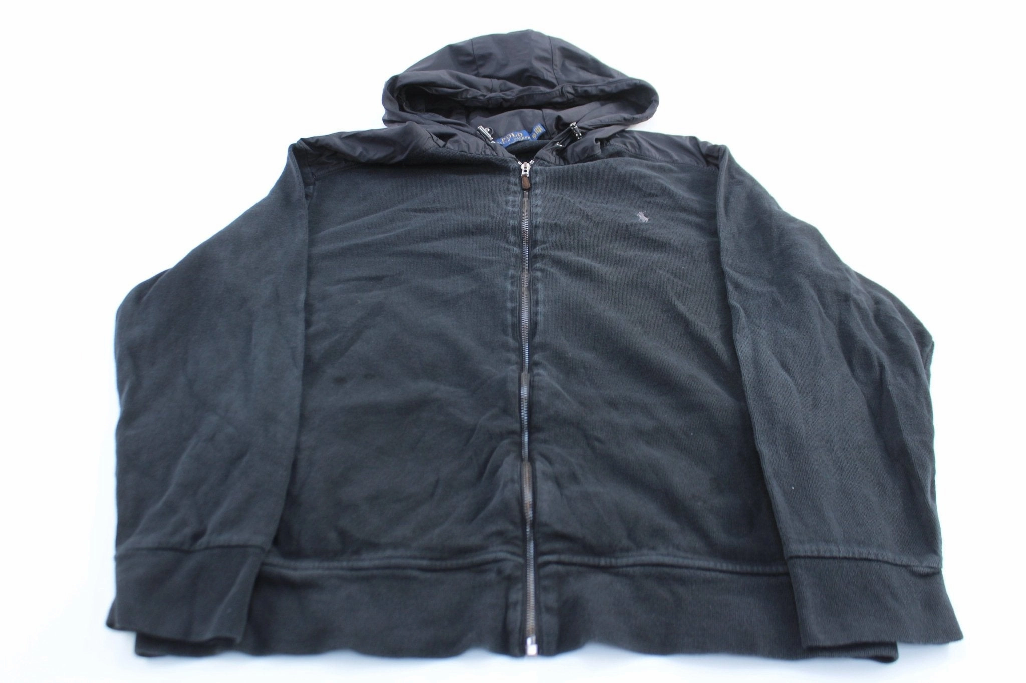 Polo Ralph Lauren Embroidered Logo Black Zip Up Hoodie Wind Blocker Gear