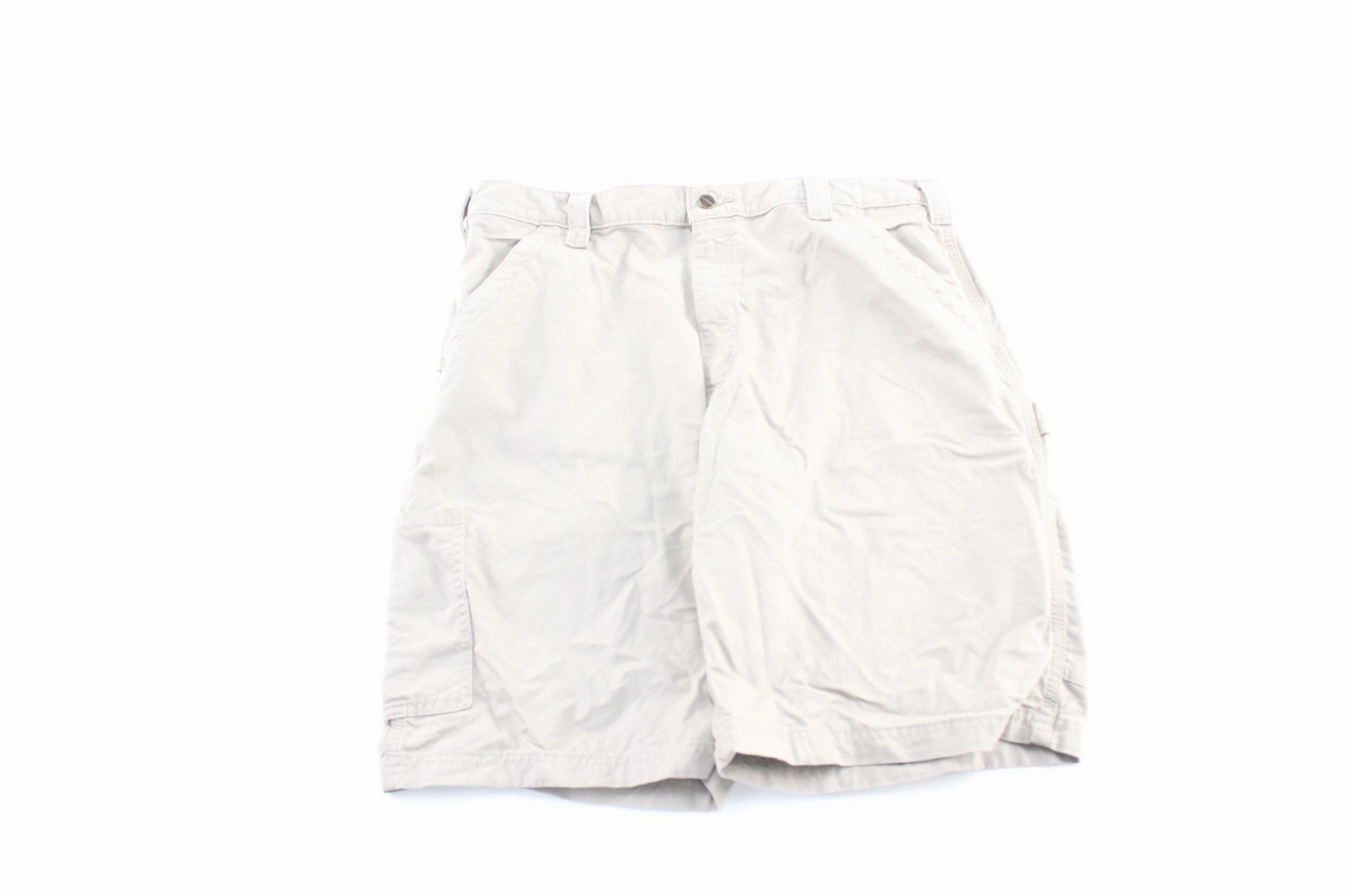Carhartt Logo Patch Ivory White Carpenter Shorts Classy Fit Stain Resistant Weave