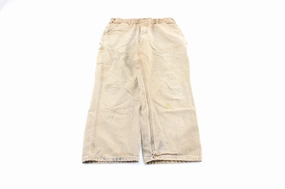 Carhartt Logo Patch Tan Workwear Pants Comfortable Cut Trendy Comfort