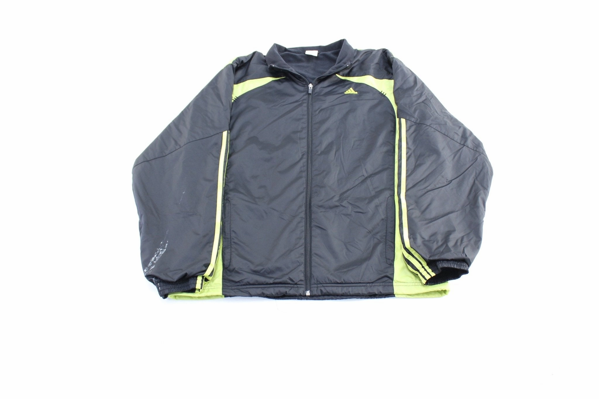 Practical Comfort Adidas Embroidered Logo Black & Green Striped Zip Up Jacket